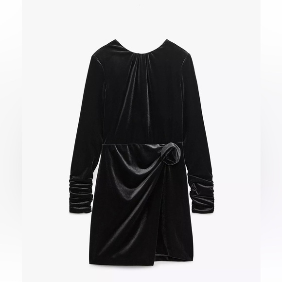 Zara Dresses & Skirts - Velvet mini dress with rose detail